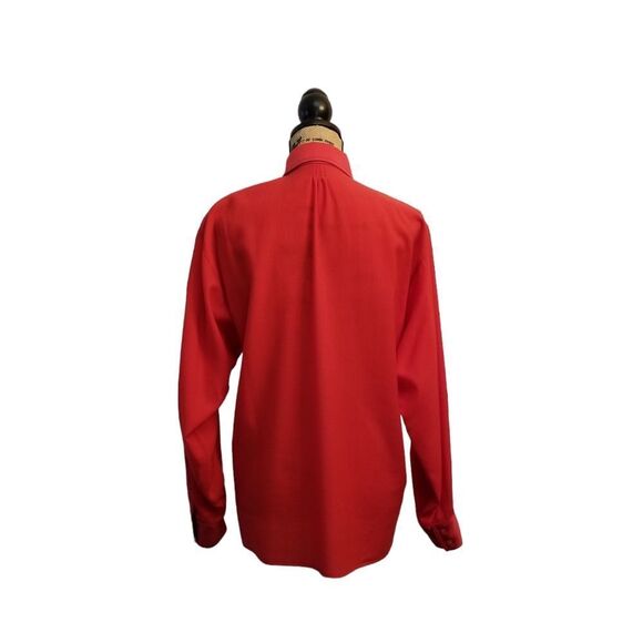 Vintage Escada Red Long Sleeve Wool 1/2 Button Down Top Size 6 - Picture 5 of 16